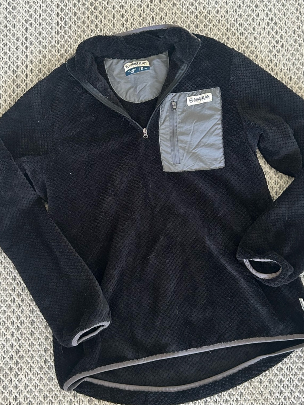 Magellan Outdoors Black and Gray Sherpa Fleece Jacket